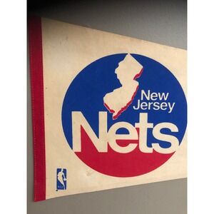 Vtg 80s New Jersey Nets NBA 12x30 Pennant blokecore blockette nostalgia indie